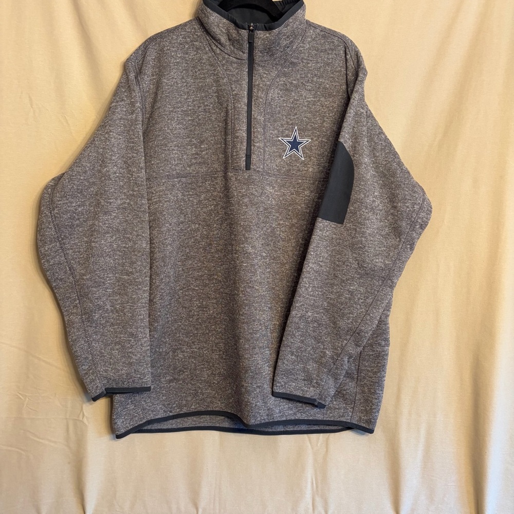 Antigua Men’s 2XL Heathered Gray Dallas Cowboys Fortune 1/4 Zip-Up Sweater